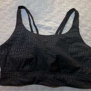 Black Crocodile Print Sports Bra